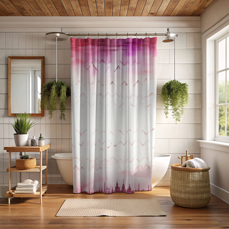 Rideau de douche rose de qualité supérieure, H 74 po x l 71 po
