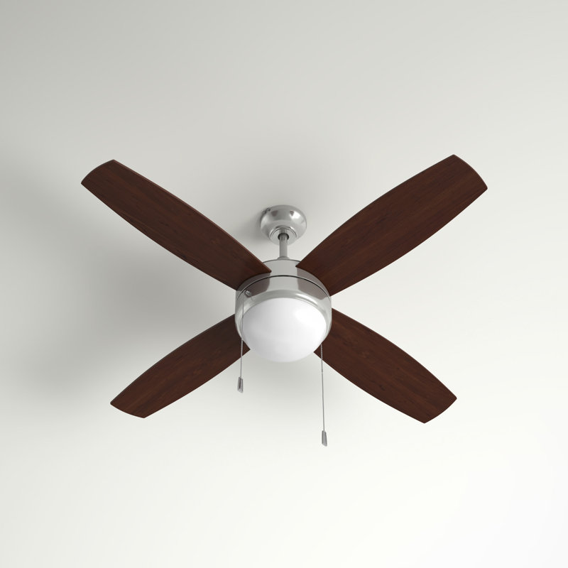 Phaze 52'' Ceiling Fan with Light Kit, Brushed Polished Nickel with Dark Oak Blade