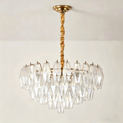 Lustre en verre transparent à 9 lumières pour salle à manger Rhombus Murano