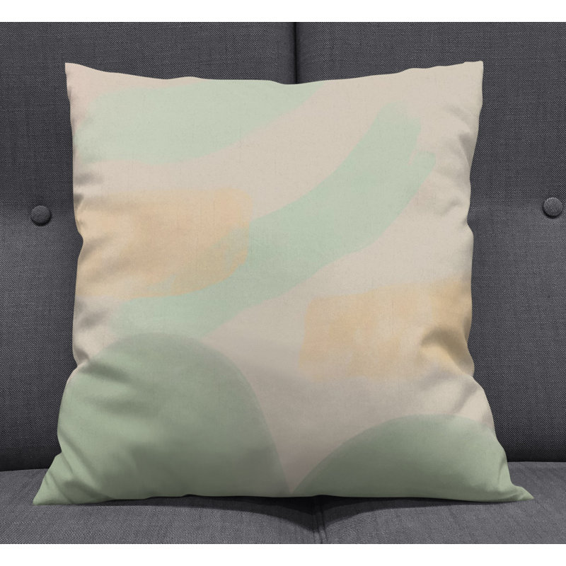 Throw Pillow With Insert, 16"H x 16"W, Brown/Green Abstract 4