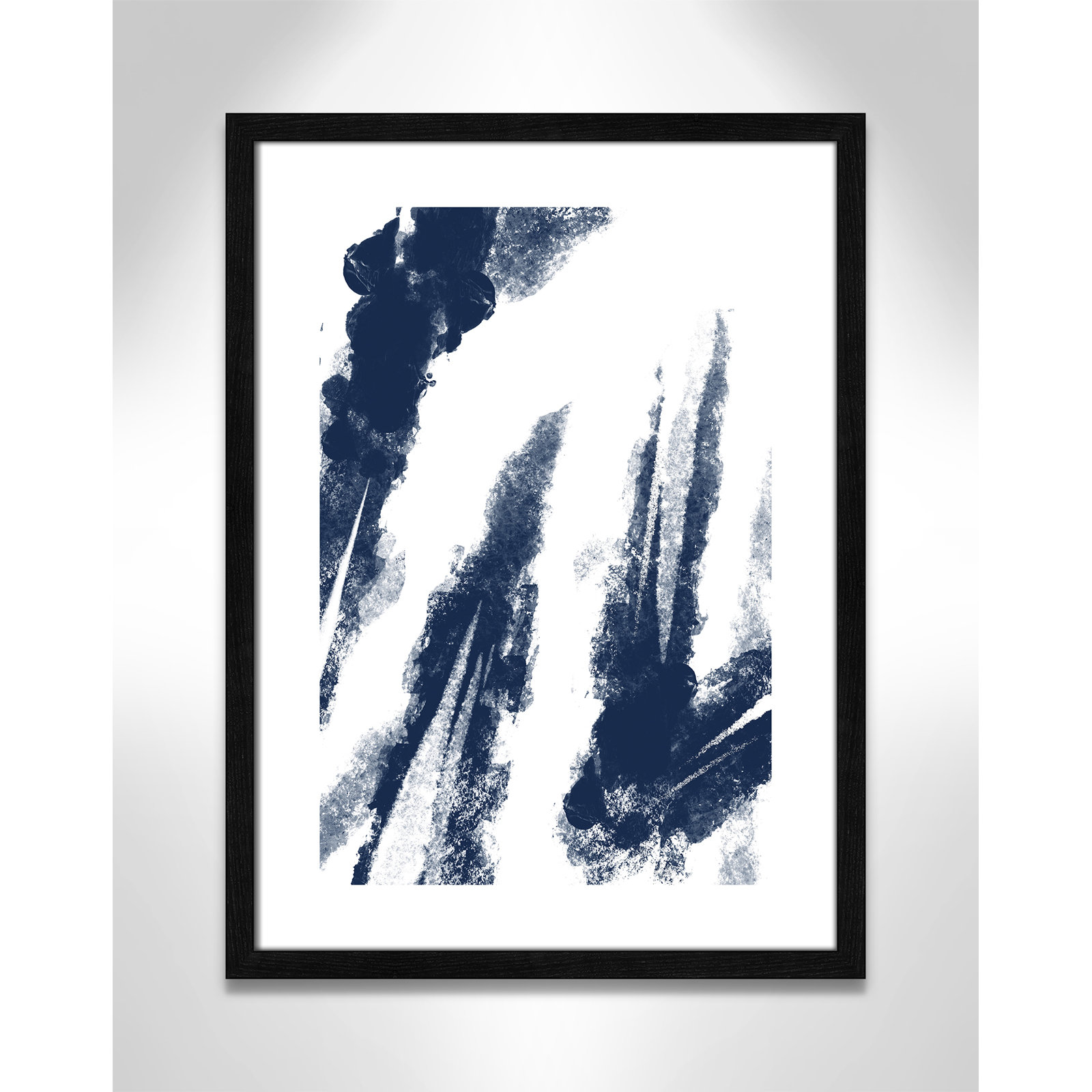 Ferne "Navy Striking Seams 2" Print, 23" H x 17" W x 0.75" D, Black Wood Framed Paper