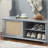 Hall Tree with Rattan Door, Shoe Bench, and Adjustable Shelf