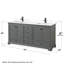 Meuble-lavabo double autoportant Deborah avec plateau en quartz