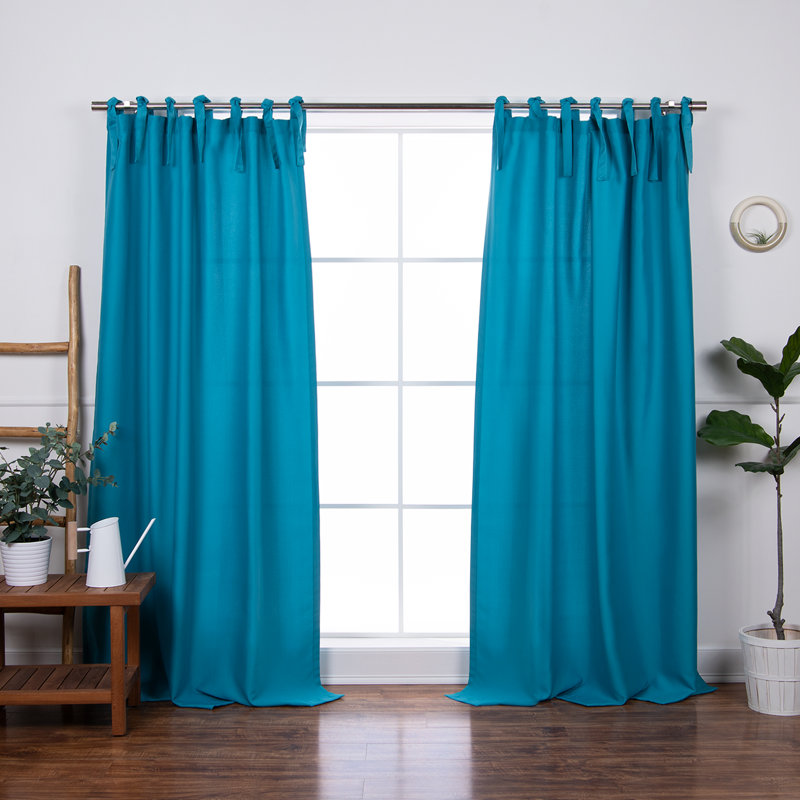 Arusyak Polyester Semi Sheer Sliding Panel Pair, Aqua