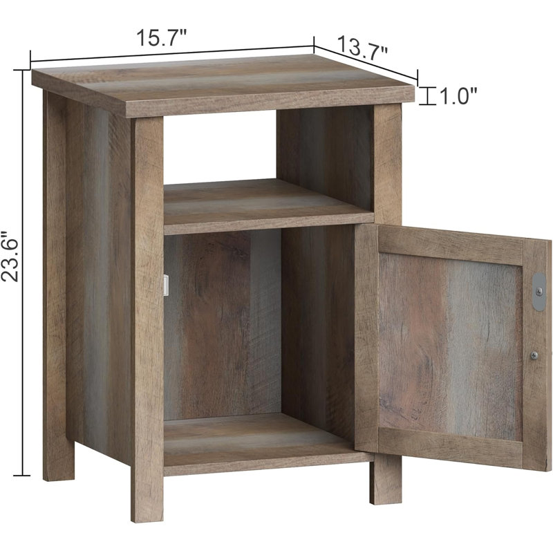 Farmhouse Nightstands Set Of 2, Rustic Vintage End Side Table With Storage For Bedroom Living Room, White Oak
