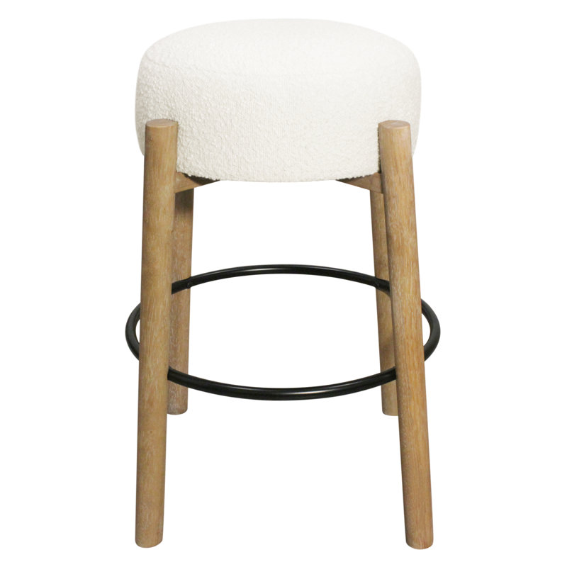Natalia Stool In Boucle Fabric, Ivory, Bar Stool (30” Seat Height)