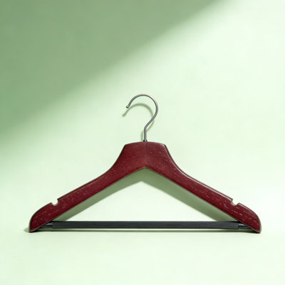 Premium Cherry Wood Coat Hangers With Non-Slip Design, Space-Saving Slim Profile, Sturdy Construction For Closet Organization (72-Pack)