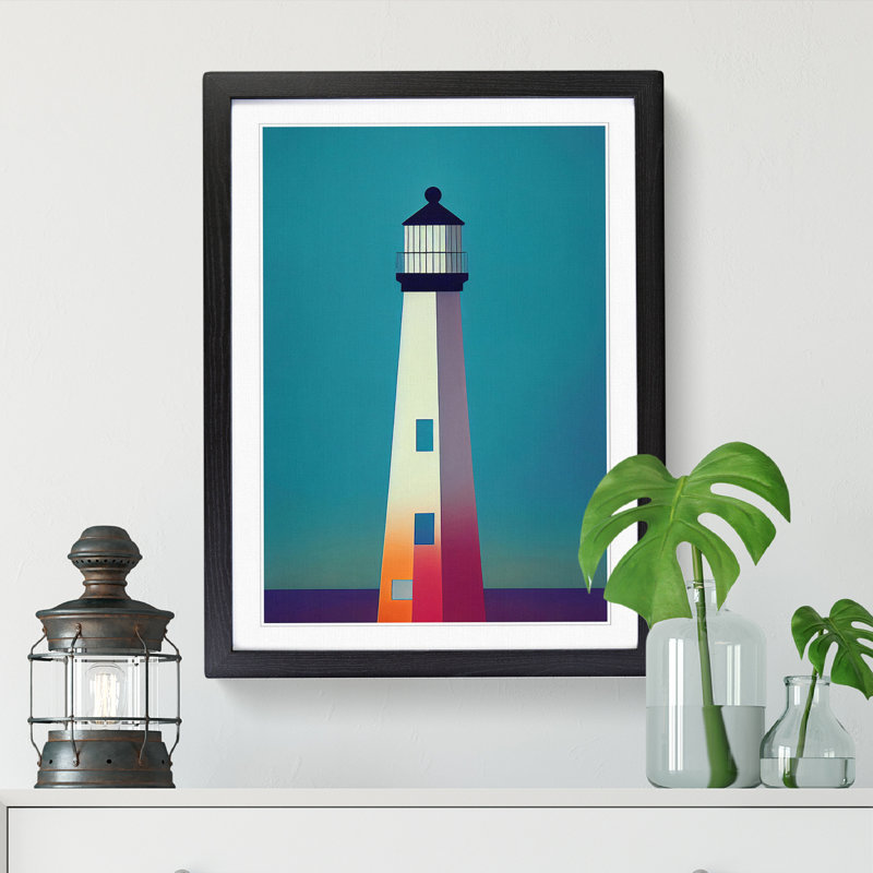 Lighthouse Minimalism Vol.2 - Picture Frame Print, 64cm H x 46cm W x 2cm D, Walnut