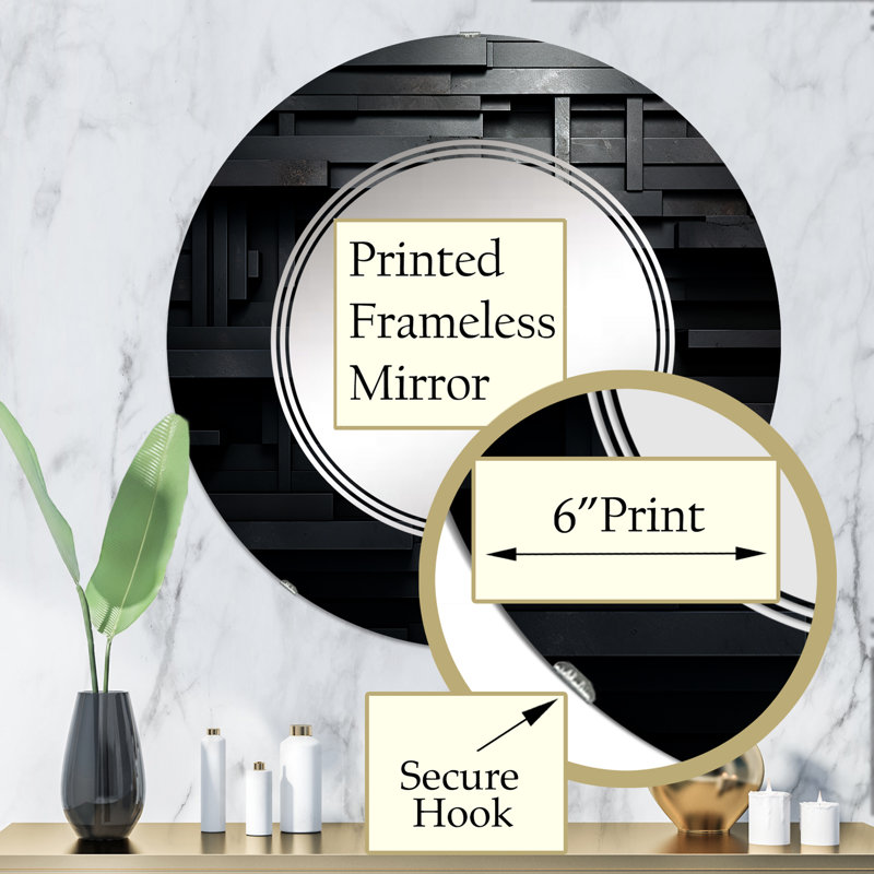 Lizzia - Miroir mural moderne rond, 32 po x 32 po