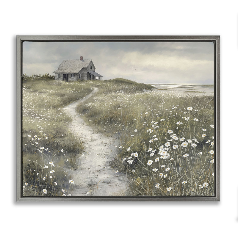 Cadre flottant Path To Coastal Cottage, design par Imagine It Images, Cadre flottant gris lustré, H 17 po x l 21 po