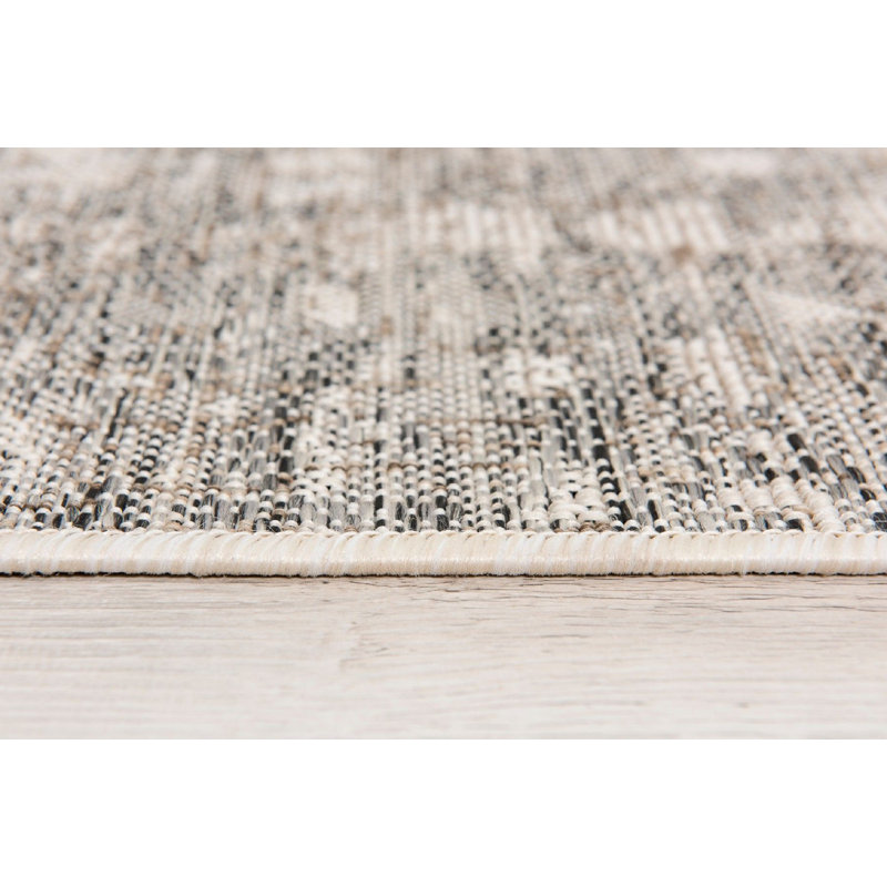 Tapis gris abstrait intérieur / extérieur, Tapis de couloir 2 pi 7 po x 13 pi