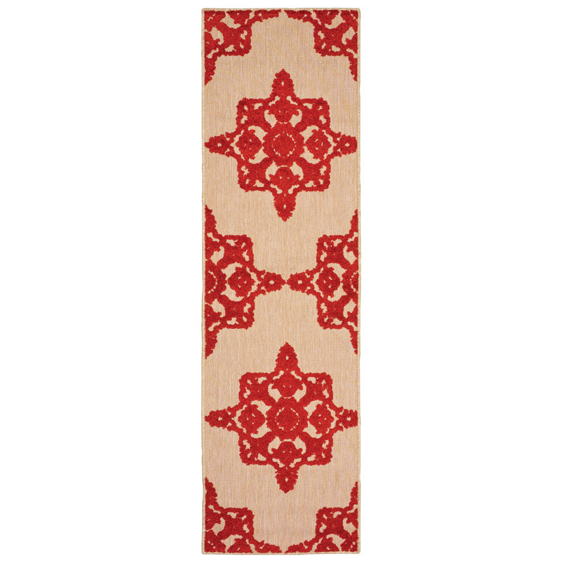 Laub Floral Indoor / Outdoor Rug, Runner 2'3" x 7'6"