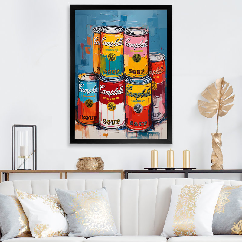 Cupani Pop Art Campbells Soup I - art mural Pop Art, Cadre photo noir, H 40 po x l 30 po x P 1,5 po