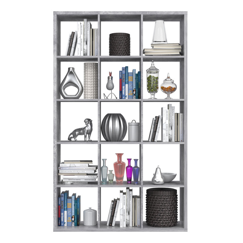 176.3cm H x 107.2cm W Standard Bookcase, Concrete Grey