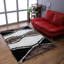 TAPIS DE SALON EN POLYESTER ÉCOLOGIQUE TUTE À LA MAIN - Blanc et gris Design contemporain-135124706
