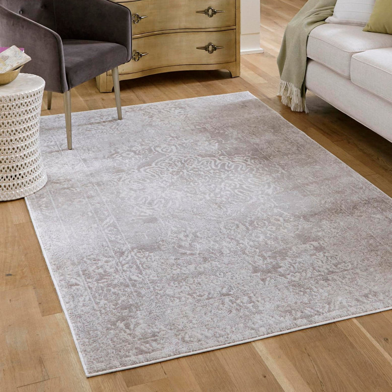 Audres Oriental Gray/Ivory Area Rug, Rectangle 5' x 8'