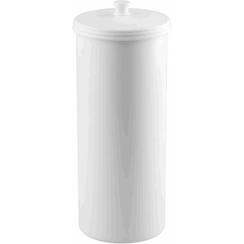 Porte-papier hygiénique sur pied avec couvercle pour 3 rouleaux supplémentaires, blanc