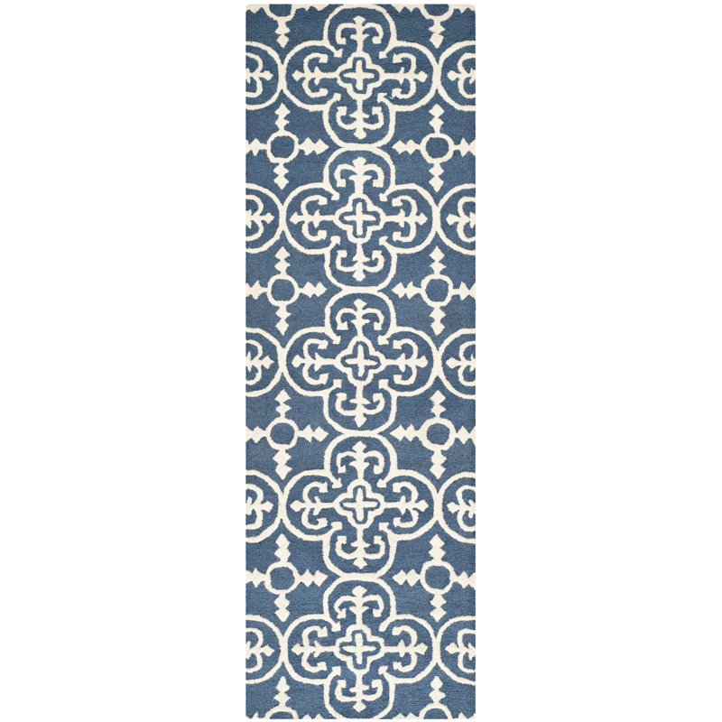 Tapis géométrique en laine touffeté à la main Cambridge, Tapis de couloir 2 pi 6 po x 6 pi