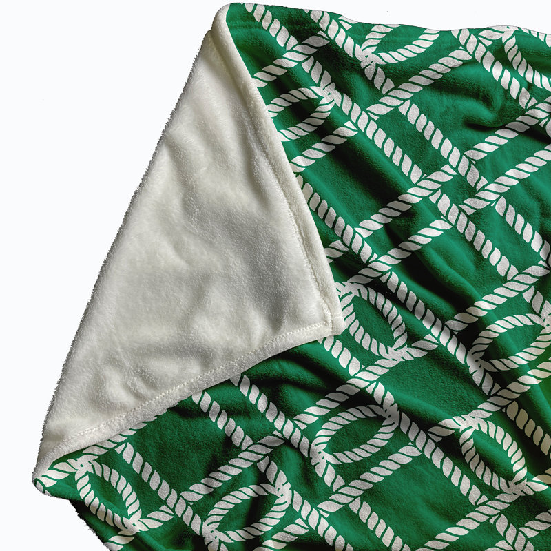 Jeté à motif géométrique Nautical Nights, L 60 po x l 50 po x P 0,5 po, Vert