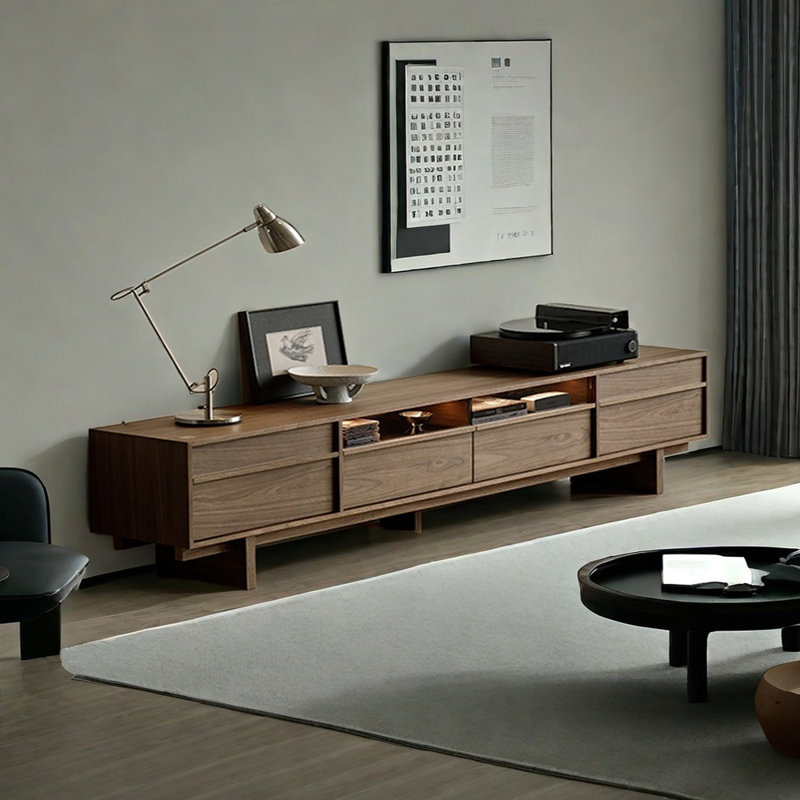 Solid Wood TV Cabinet Ample Storage, 86.61"W