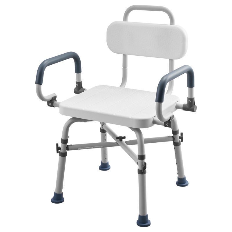 Swivel Shower Chair with Arms and Back, 500 lbs Heavy Duty Bench Seat for Inside Shower Stall and Bathtub, Height Adjustable Bathroom Bath Tub Seat for Adults, Seniors, Elderly and Disabled