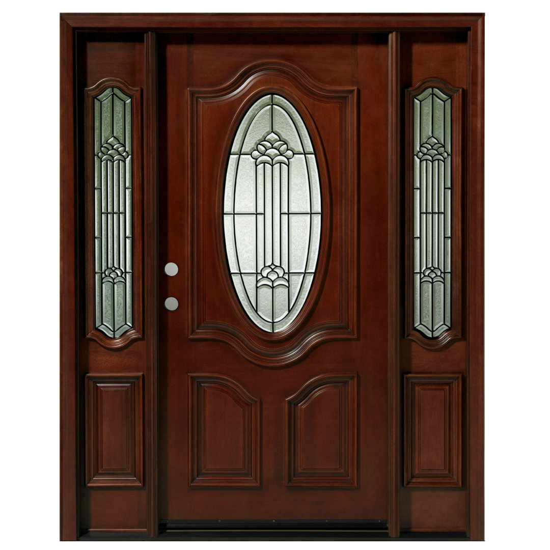 Delux Mahogany Prehung Front Entry Doors With Sidelights Asian Pacific Products Inc. Door 