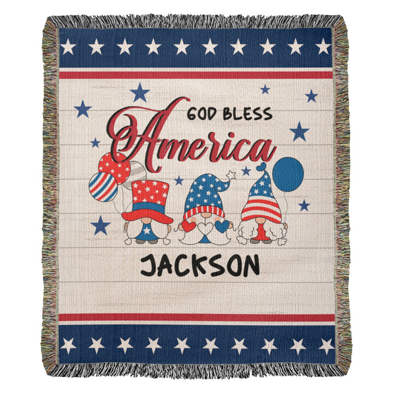 Couverture personnalisée avec nom God Bless America, 50 po x 60 po