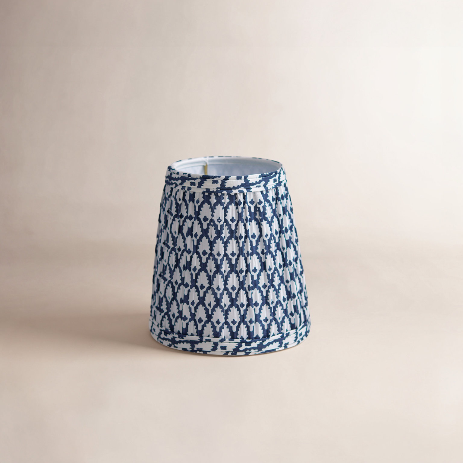 Empire Sconce Hardback Shade with Flame Clip, Navy/White