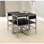 Kylian 4-Person Compact Dining Set, Black/Silver