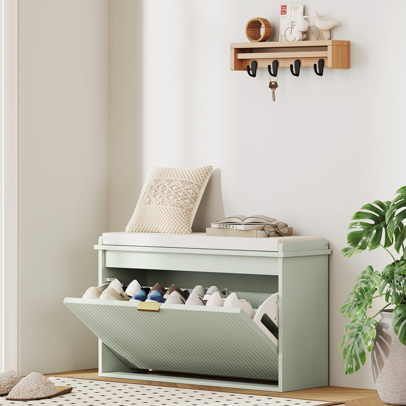 8 Pair Shoe Rack, Green, 47.5cm H x 80cm W x 26cm D
