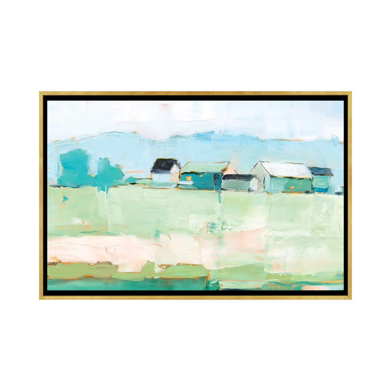 "Rurale pastel II" par Ethan Harper - reproduction d'art, H 18 po x l 26 po x P 1,5 po, Toile encadrée d'or, Pas de tapis