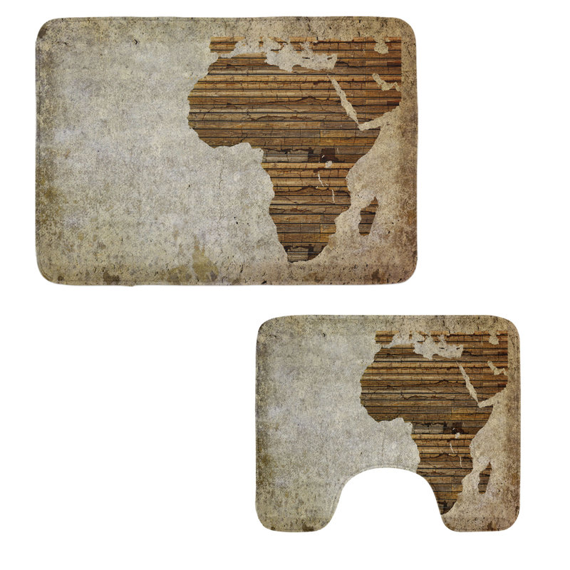  Tapis africain pour salle de bain 2 pièces