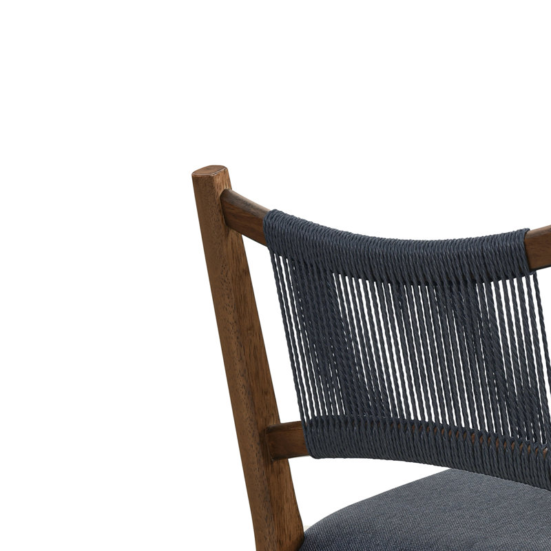Tabouret de comptoir rembourré Viren, Siège gris anthracite / corde noire et structure , 2