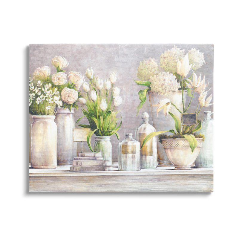 Variété de bouquets de fleurs variées, nature morte par White Ladder - peinture sur toile, Toile tendue
