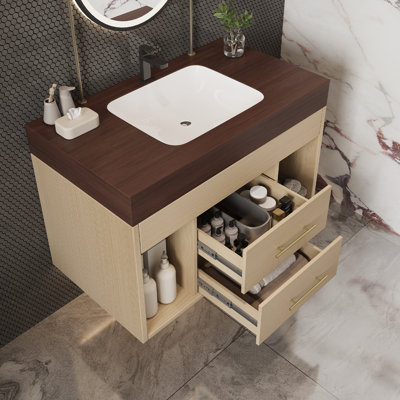 Ensemble de meuble-lavabo mural flottant 29,9 po