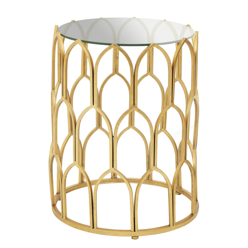 Glendive Glass Top Frame End Table, Gold