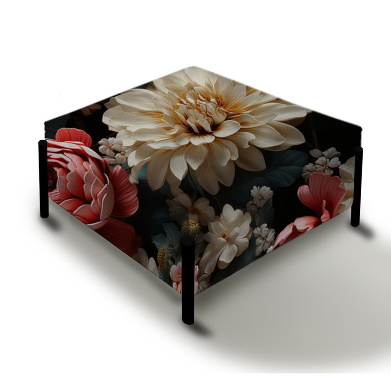 Renaissance Opulence - motif floral grand repose-pieds carré floral
