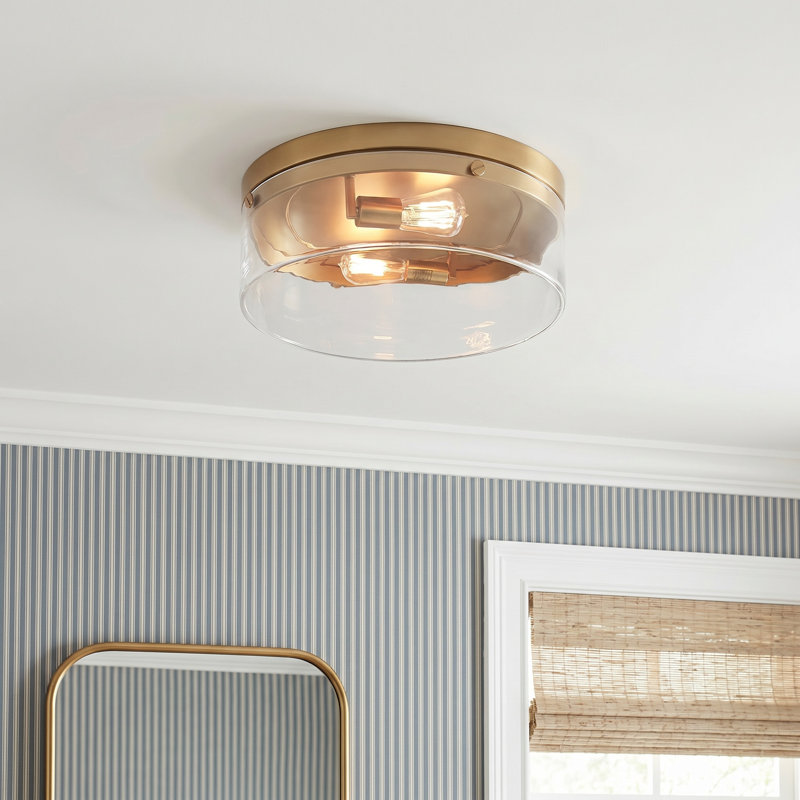 Macarena Plafonnier Bayla à 2 lampes de 18,37 po par Chapman & Myers, Burnished Brass