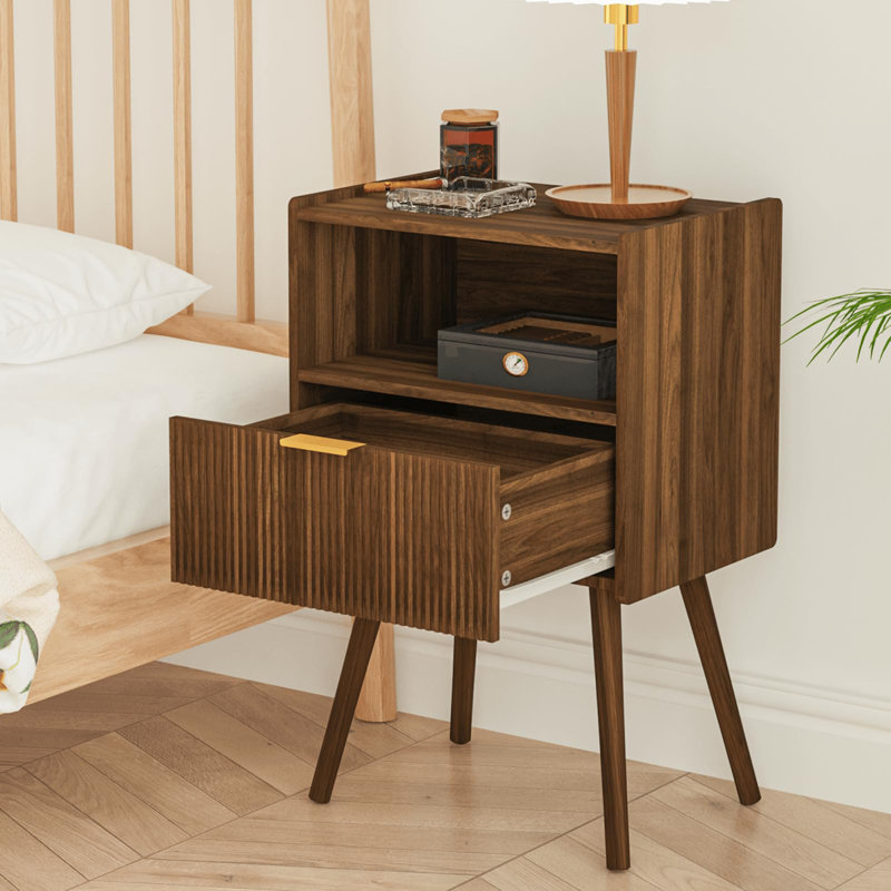 Table de chevet ouverte de style moderne, Noyer brun