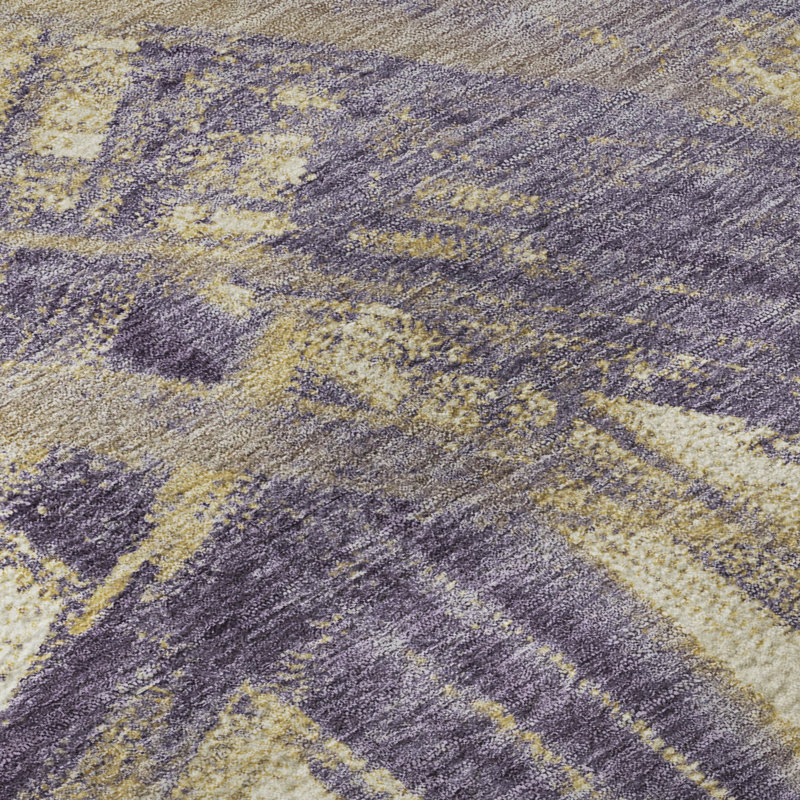 Premium Machine Washable Mayfield AMF2421 Abstract Rug, Plum, 10' x 14'