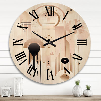 Horloge murale circulaire surdimensionnée géométrique boho chic géométrique rétro rose III