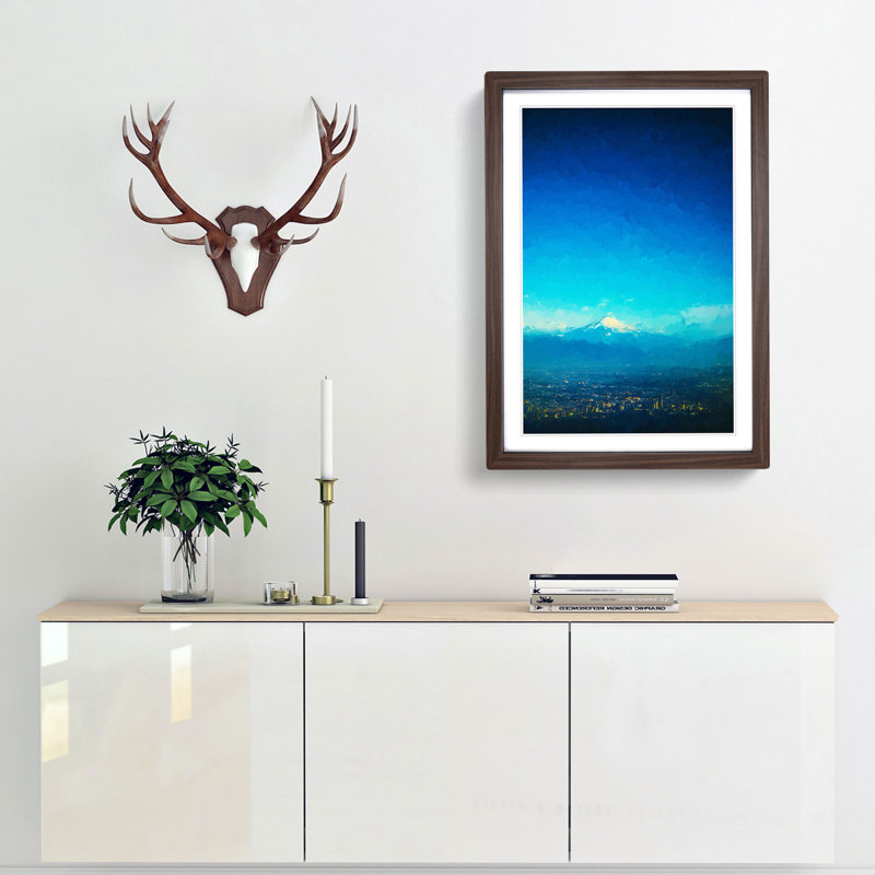 View of Mount Fuji in Abstract - Picture Frame Graphic Art Print, 76cm H x 50cm W x 2cm D, Walnut