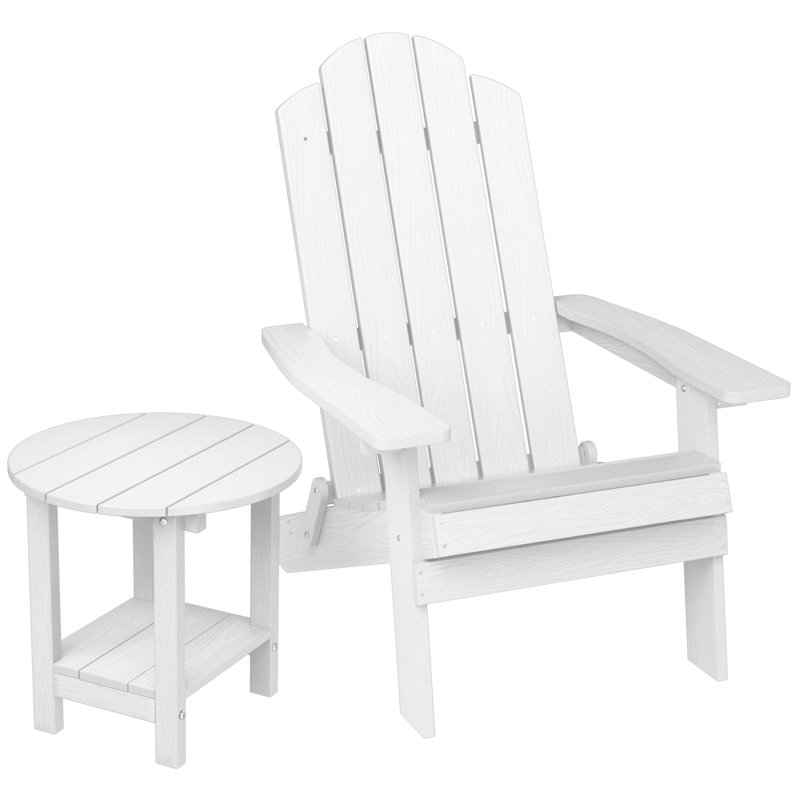 Chaise Adirondack pliable avec table, Blanc