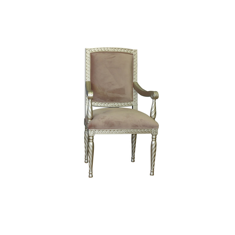 Chaise avec accoudoirs rembourrée Maegan en rose