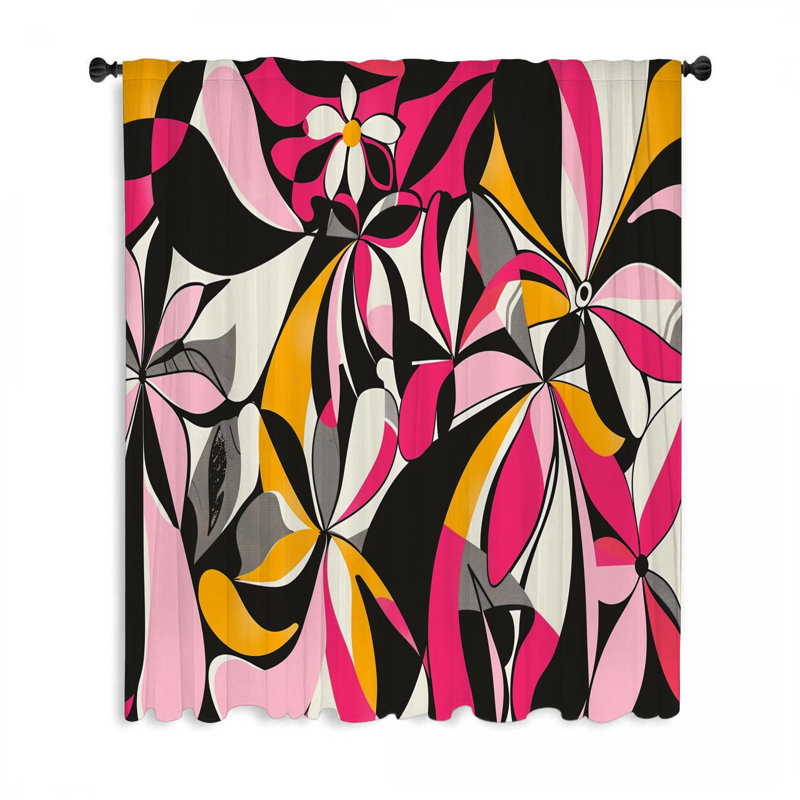 Rideaux à motif floral et occultant - 1 panneau Florals, L 50 po x L 96 po