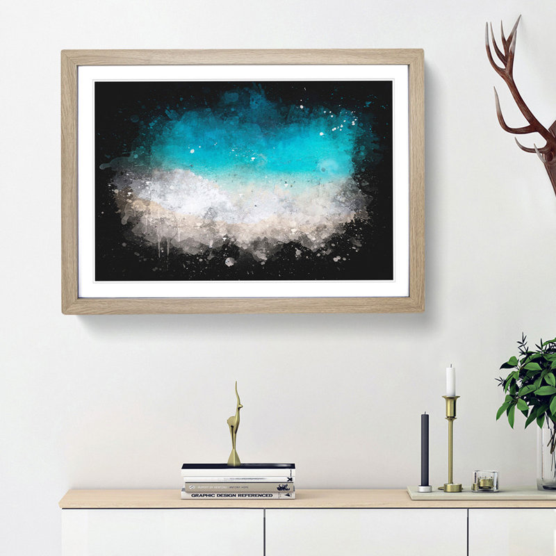 Sandy Beach In Honolulu Hawaii - Picture Frame Graphic Art, 24cm H x 33cm W x 2cm D, Oak Framed
