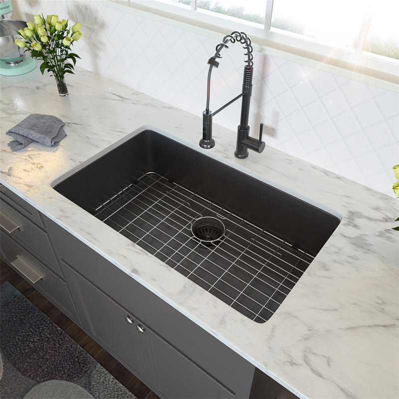 33" Gunmetal Black Kitchen Sink - 33"X 19"X 10" Undermount Singel Bowl Kitchen Basin 16 Gauge Stainless Steel With 10 Inch Deep