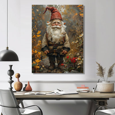 Décoration murale jaune et rouge jardin d'automne - Gnome
