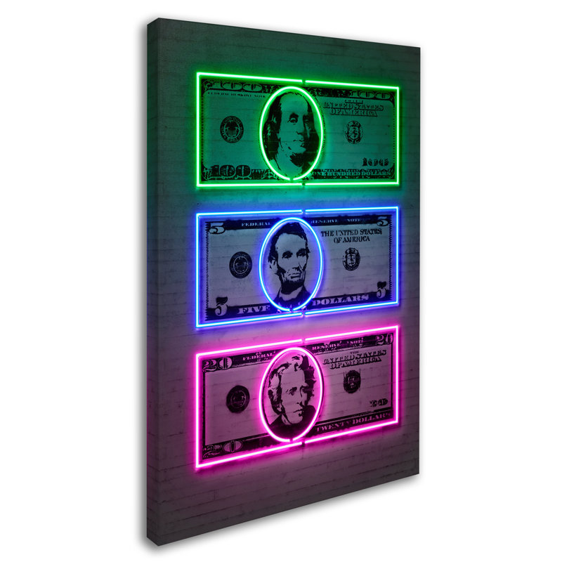 Magar Magar «Dollars», impression sur toile tendue, H 47 po x l 30 po