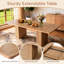 Ensemble table et chaises extensibles de 200 cm pour 8 personnes avec chaises capitonnées en velours, style champêtre, en bois brun, avec base de rangement-1232483066-1232483065-1232483058